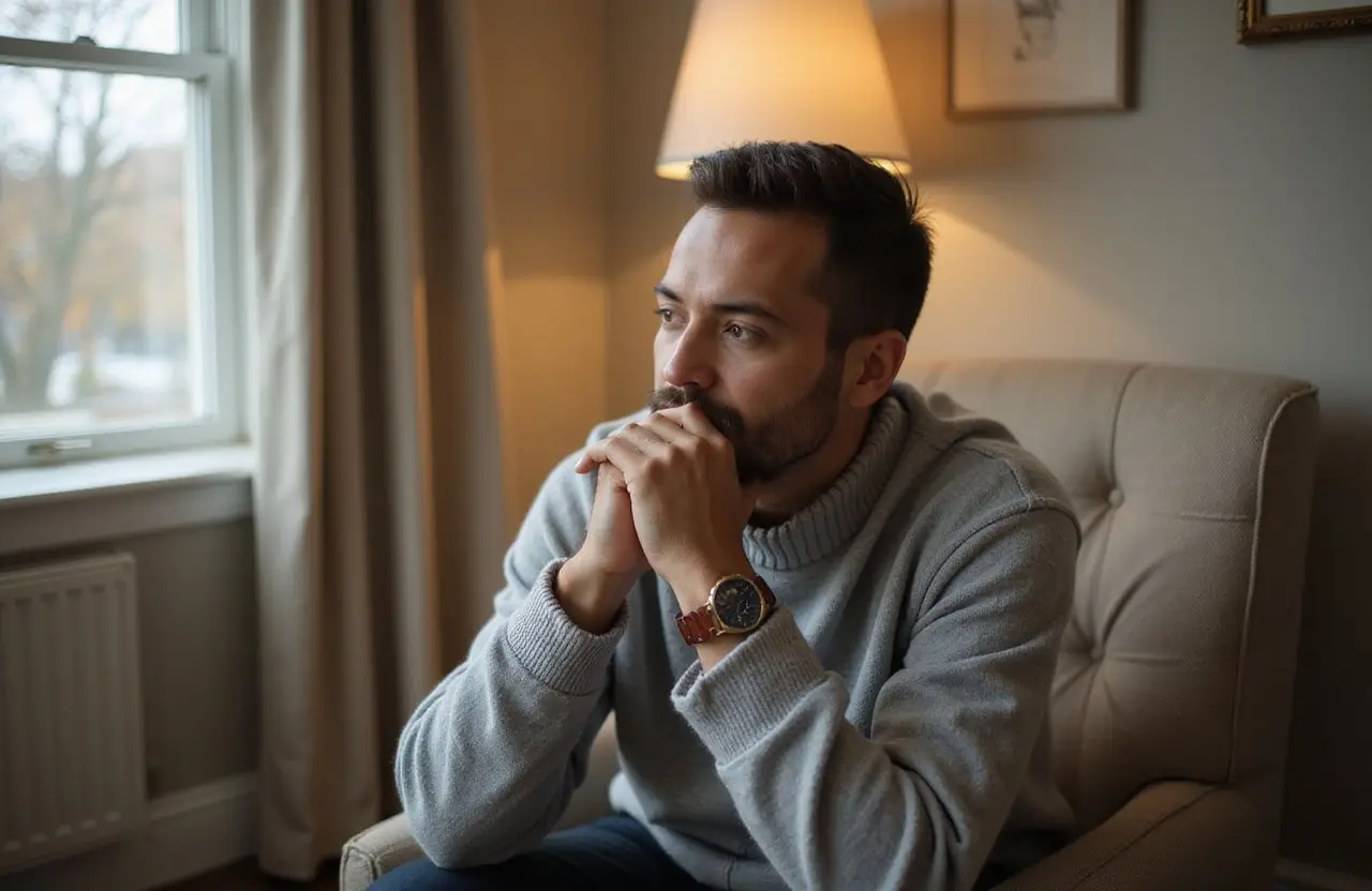 Man sitting in a calm setting