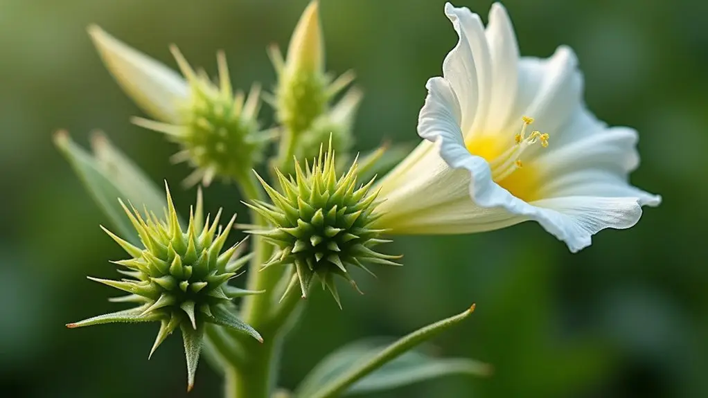 trumpet shaped nocturnal datura flower identification