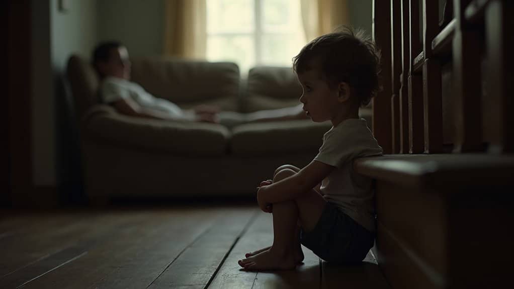 Child Sitting Alone at Home premature caretaking and trauma